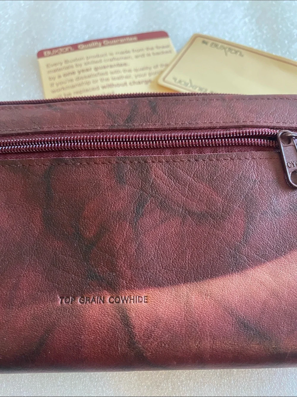 Buxton Heiress Burgandy Wallet Cowhide.